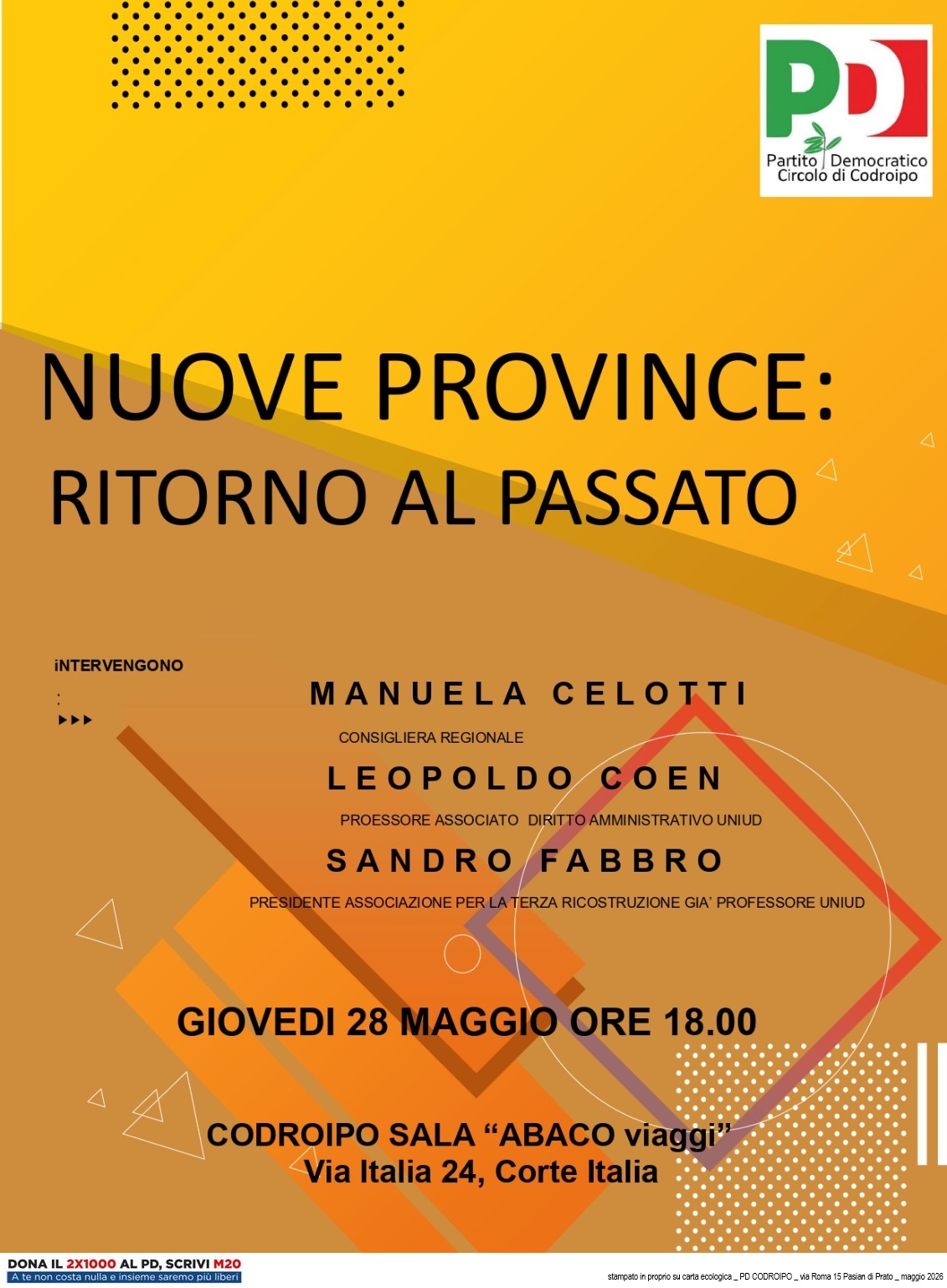 NUOVE PROVINCE: RITORNO AL PASSATO